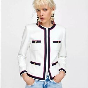 Zara White Blazer with Navy / Pink
Contrasting Trim X-Small